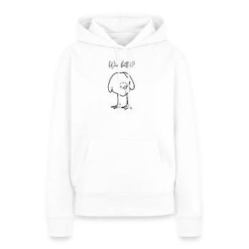 Wie bitte? - Frauen Premium Bio Hoodie - Weiß - Vorne - Julia (174cm)