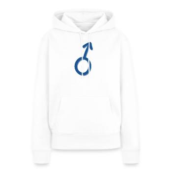 Symbole Mars bleu minimaliste - Sweat à capuche Premium bio Femme - blanc - Devant - Julia (174cm)