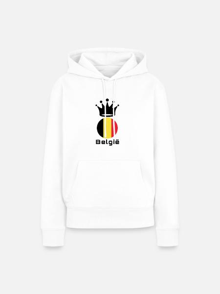 Bélgica - Sudadera con capucha prémium ecológica para mujer - blanco