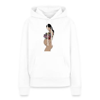 Enceinte - Sweat à capuche Premium bio Femme - blanc - Devant - Julia (174cm)