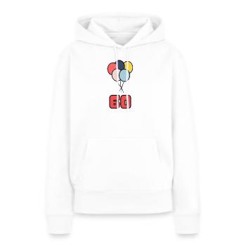 60. 60 ANS. 60e ANNIVERSAIRE. ANNIVERSAIRE 60 ANS. - Sweat à capuche Premium bio Femme - blanc - Devant - Julia (174cm)