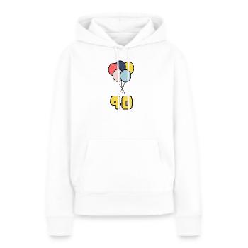 40. 40 ANS. 40e ANNIVERSAIRE. ANNIVERSAIRE 40 ANS. - Sweat à capuche Premium bio Femme - blanc - Devant - Julia (174cm)