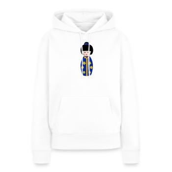 Floral Blue Japanese Kokeshi Doll - Women’s Premium Organic Hoodie - white - Front - Julia (174cm)