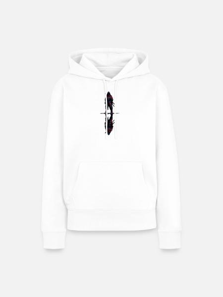 Dunkler Samurai mit rotem Akzent - Frauen Premium Bio Hoodie - Weiß