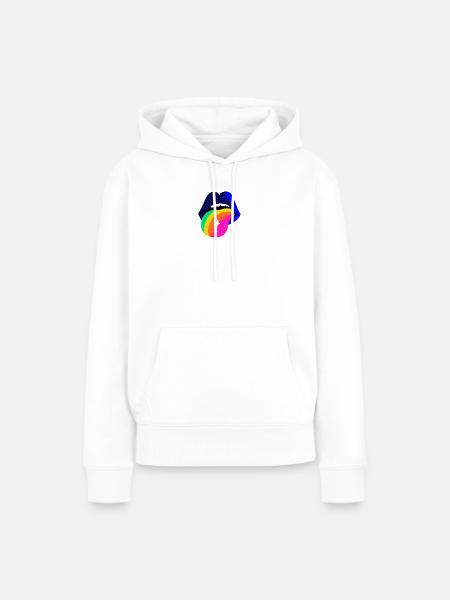 Regenbogenzunge Pop Art Lippen - Frauen Premium Bio Hoodie - Weiß