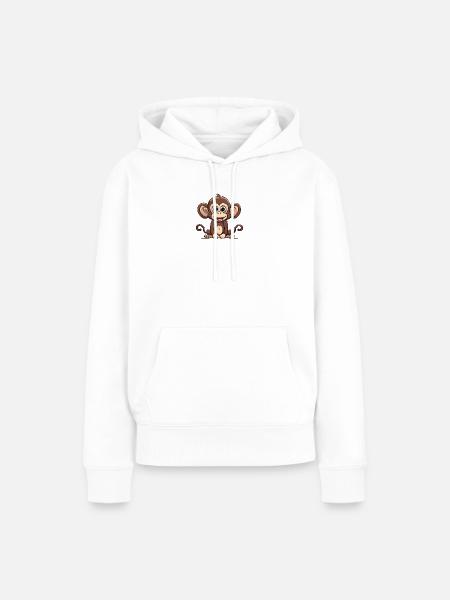 Cartoon Affe süßes Design - Frauen Premium Bio Hoodie - Weiß
