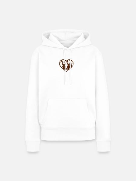 Vegan - Herz für Tiere mit Kälbchen - Frauen Premium Bio Hoodie - Weiß