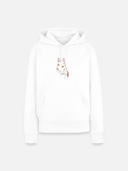🐾 Rot-Weiße Katze 🐈 - Frauen Premium Bio Hoodie - Weiß