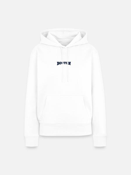 Boston Blockschrift Logo - Frauen Premium Bio Hoodie - Weiß