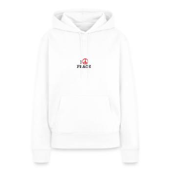 I love peace - Sweat à capuche Premium bio Femme - blanc - Devant - Julia (174cm)