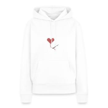 Mit Liebe nähen - Frauen Premium Bio Hoodie - Weiß - Vorne - Julia (174cm)