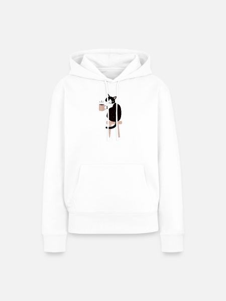 Kaffeepause Katze - Frauen Premium Bio Hoodie - Weiß