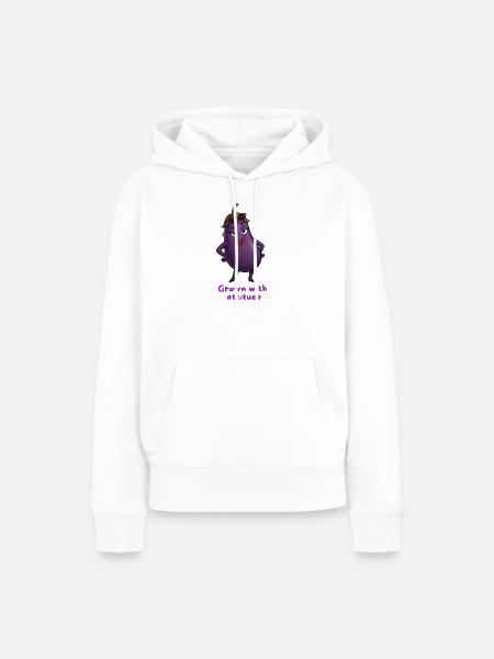 Aubergine mit Attitüde Gemüse Illustration  - Frauen Premium Bio Hoodie - Weiß