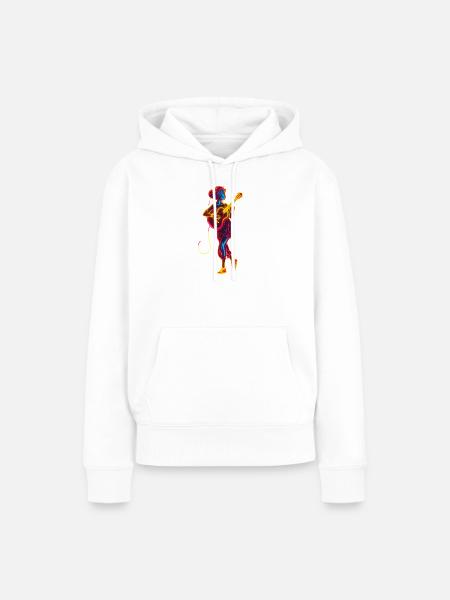Gitarristin Retrowave - Frauen Premium Bio Hoodie - Weiß