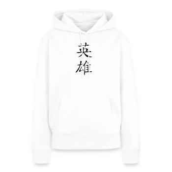 Held-Kanji - Frauen Premium Bio Hoodie - Weiß - Vorne - Julia (174cm)
