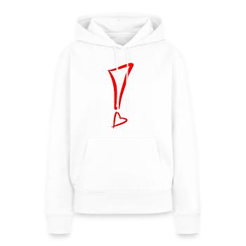 Point d'exclamation avec coeur rouge - Sweat à capuche Premium bio Femme - blanc - Devant - Julia (174cm)