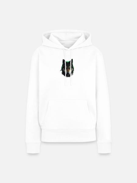 Green Wolf - Frauen Premium Bio Hoodie - Weiß