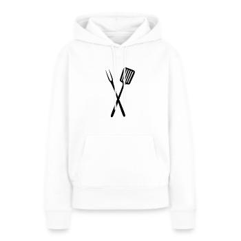 Grillbesteck - Frauen Premium Bio Hoodie - Weiß - Vorne - Julia (174cm)