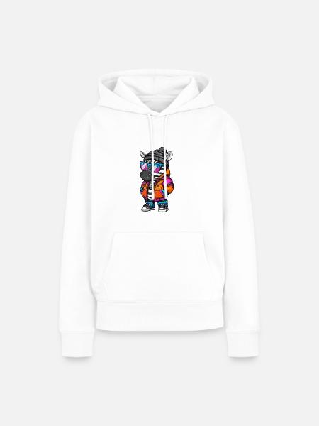 Zebra Cool Comic - Frauen Premium Bio Hoodie - Weiß