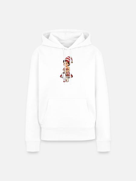 Kobold-Mädchen mit Babypuppe - Frauen Premium Bio Hoodie - Weiß