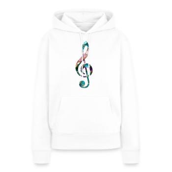 Sirène clé de sol - Sweat à capuche Premium bio Femme - blanc - Devant - Julia (174cm)