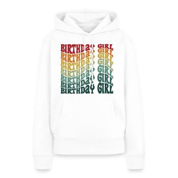 Anniversaire Fille Groovy Rétro Vintage Anniversaire - Sweat à capuche Premium bio Femme - blanc - Devant - Julia (174cm)