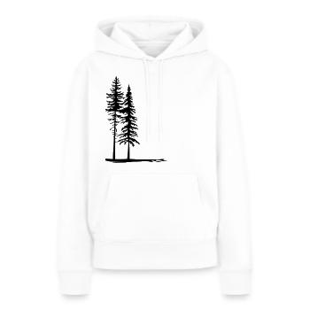 Silhouettes de deux grands arbres dans la forêt - Sweat à capuche Premium bio Femme - blanc - Devant - Julia (174cm)
