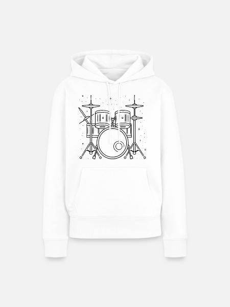 Drum Set Zeichnung - Frauen Premium Bio Hoodie - Weiß