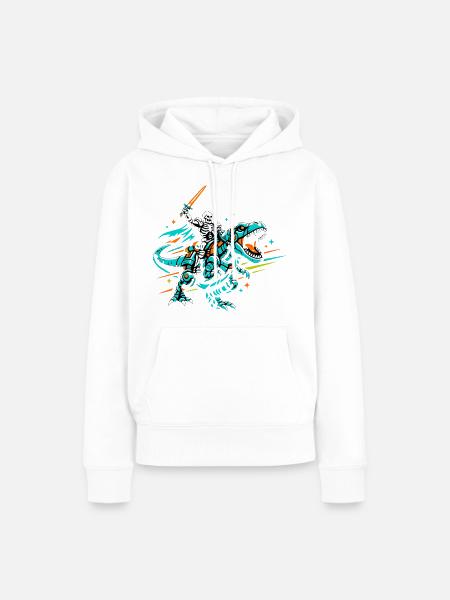 Robo Dino Reiter - Frauen Premium Bio Hoodie - Weiß