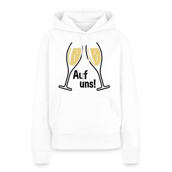 Auf Uns! 2 Sektgläser (Sekt / Oval / Offen / 2C) - Frauen Premium Bio Hoodie - Weiß - Vorne - Julia (174cm)