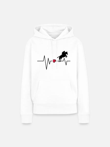 Herzschlag Springreiter - Frauen Premium Bio Hoodie - Weiß