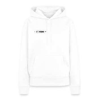 I love him - Frauen Premium Bio Hoodie - Weiß - Vorne - Julia (174cm)