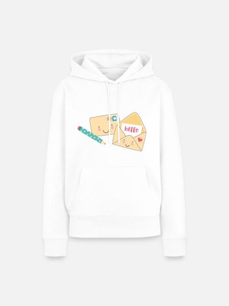 2 Briefe mit Stift - Frauen Premium Bio Hoodie - Weiß