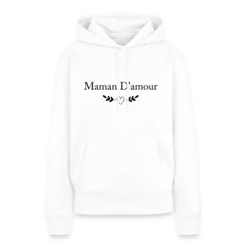 Maman d'amour cadeau - Sweat à capuche Premium bio Femme - blanc - Devant - Julia (174cm)