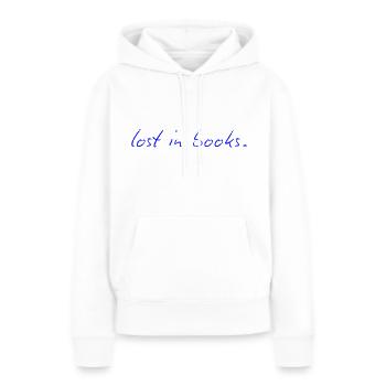 lost in books. in Büchern verloren sein, versinken - Frauen Premium Bio Hoodie - Weiß - Vorne - Julia (174cm)