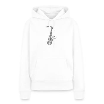 Saxophone Gribouillage - Sweat à capuche Premium bio Femme - blanc - Devant - Julia (174cm)