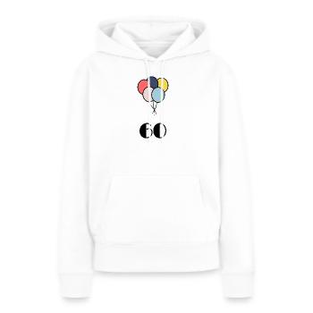 60. 60 ANS. 60e ANNIVERSAIRE. ANNIVERSAIRE 60 ANS. - Sweat à capuche Premium bio Femme - blanc - Devant - Julia (174cm)