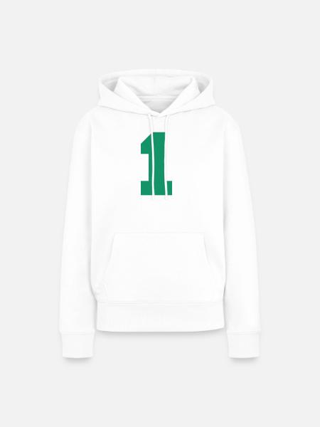 Eins Zahl Grafik - Frauen Premium Bio Hoodie - Weiß