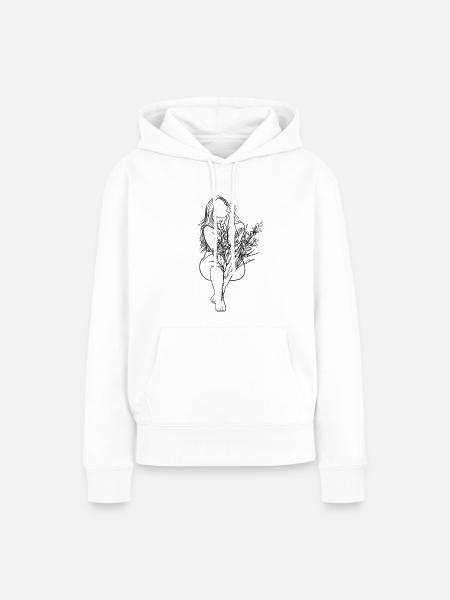 Frau Blumen Selbstvertrauen - Frauen Premium Bio Hoodie - Weiß