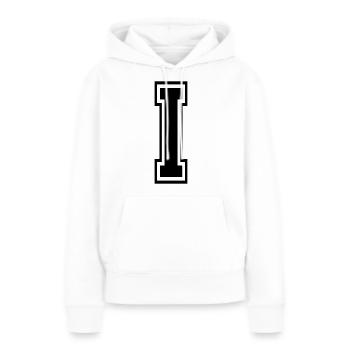 Lettre I Équipe Foot baseball basket université - Sweat à capuche Premium bio Femme - blanc - Devant - Julia (174cm)