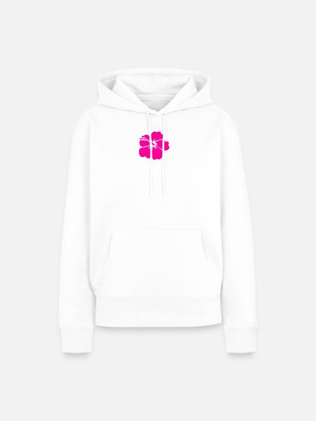 Lebendige Hibiskusblüte Fuchsia Pink - Frauen Premium Bio Hoodie - Weiß