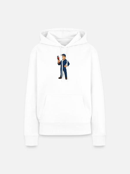 Klempner mit Schraubenschlüssel - Frauen Premium Bio Hoodie - Weiß