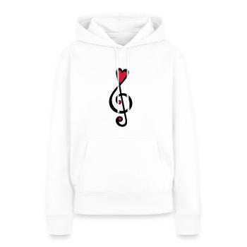 Musique, notes, coeur, classique, clé de sol, - Sweat à capuche Premium bio Femme - blanc - Devant - Julia (174cm)