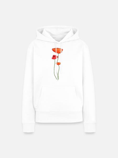 Drei Mohnblüten - Frauen Premium Bio Hoodie - Weiß
