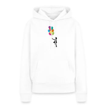 Fille avec des ballons colorés - Sweat à capuche Premium bio Femme - blanc - Devant - Julia (174cm)