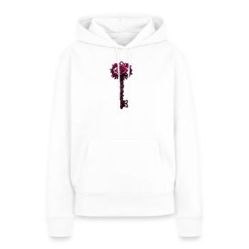 Rosen-Schlüssel mit floraler Krone - Frauen Premium Bio Hoodie - Weiß - Vorne - Julia (174cm)