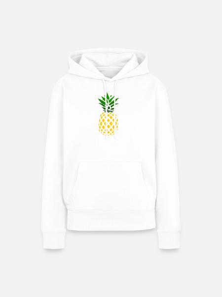 Ananas Tropenprint - Frauen Premium Bio Hoodie - Weiß