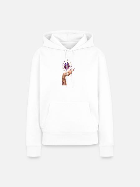 Magische Amethyst-Hand - Frauen Premium Bio Hoodie - Weiß