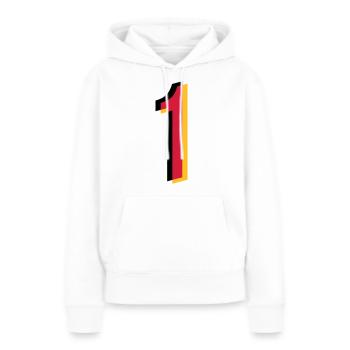 1 Numéro Allemagne Numéro de Maillot Noir Rouge Or - Sweat à capuche Premium bio Femme - blanc - Devant - Julia (174cm)