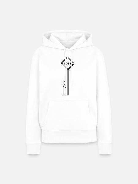 Lost Schild - Frauen Premium Bio Hoodie - Weiß